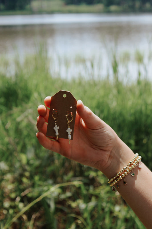 shoreline cross earrings